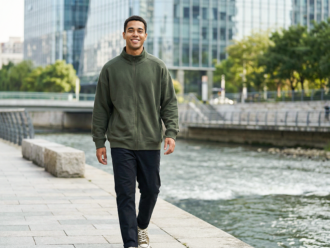 Cotton Blend Zip Jacket - View 3