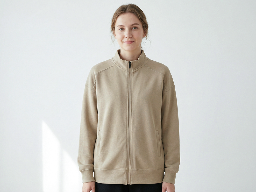Cotton Blend Zip Jacket - View 2