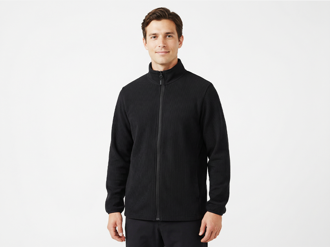 Grid Texture Fleece Jacket - View 4