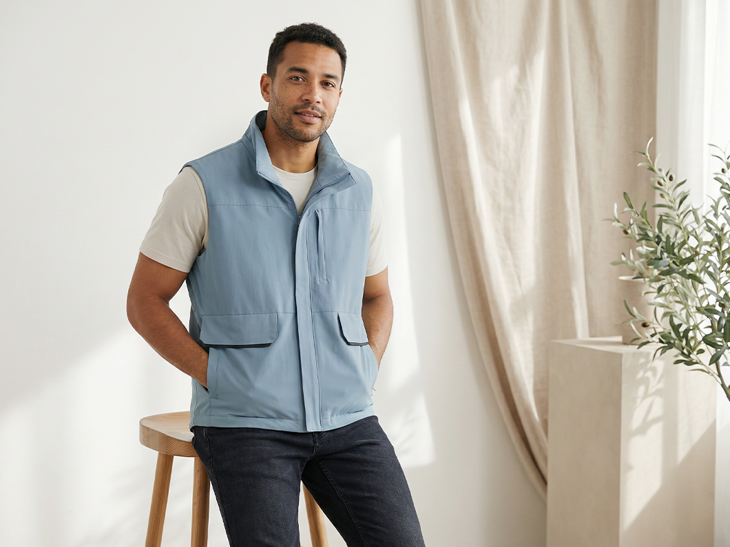 Contrast Insulated Zip Vest - View 4