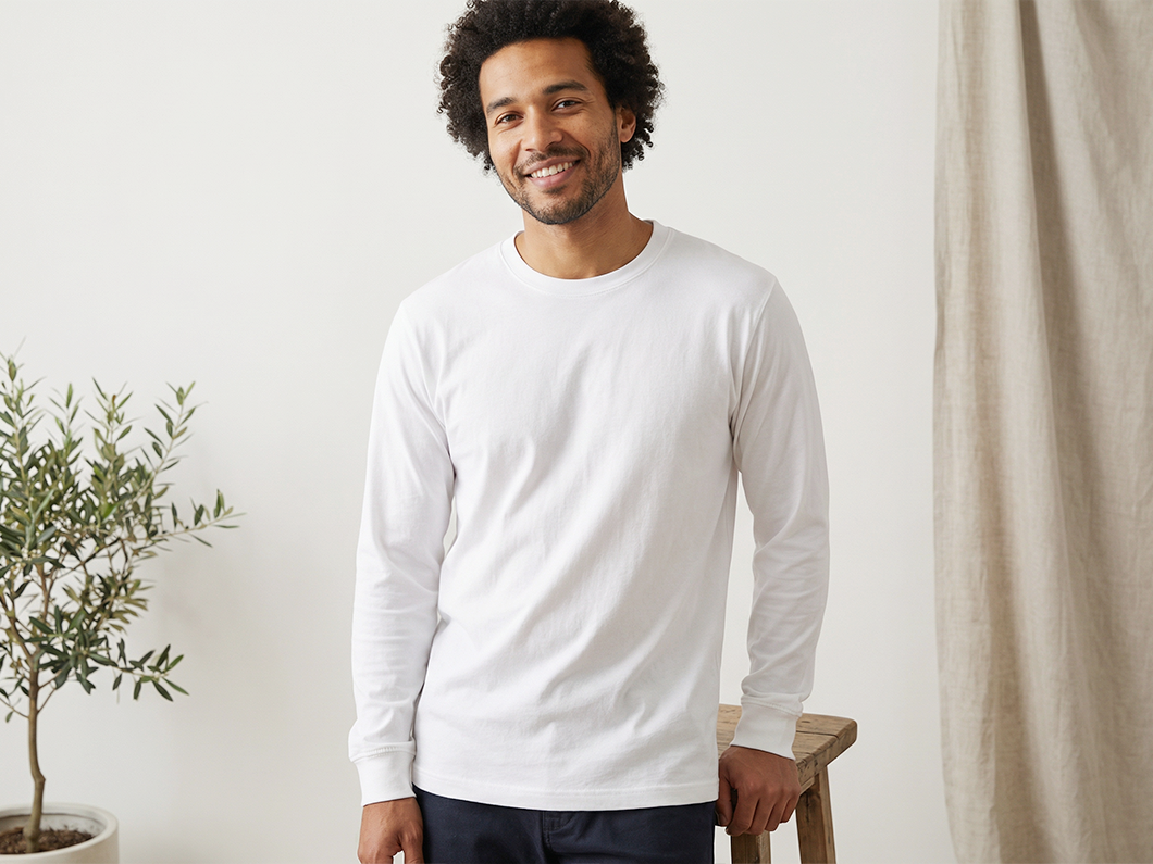 Unisex Long Sleeve Cotton T-Shirt - View 3
