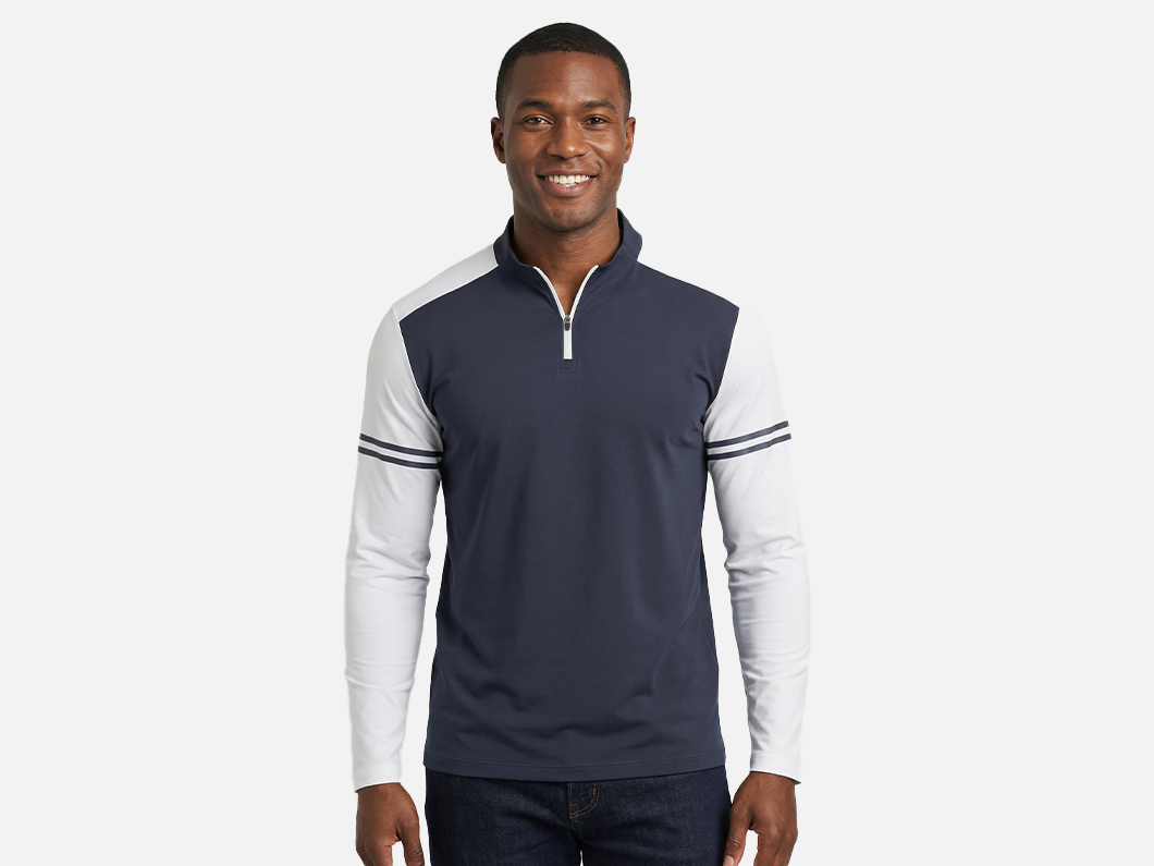 Lightweight Athletic Quarter-Zip Long Sleeve T-Shirt - View 2