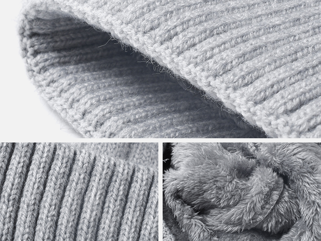 Plush Lined Cable Knit Pom Beanie - View 2