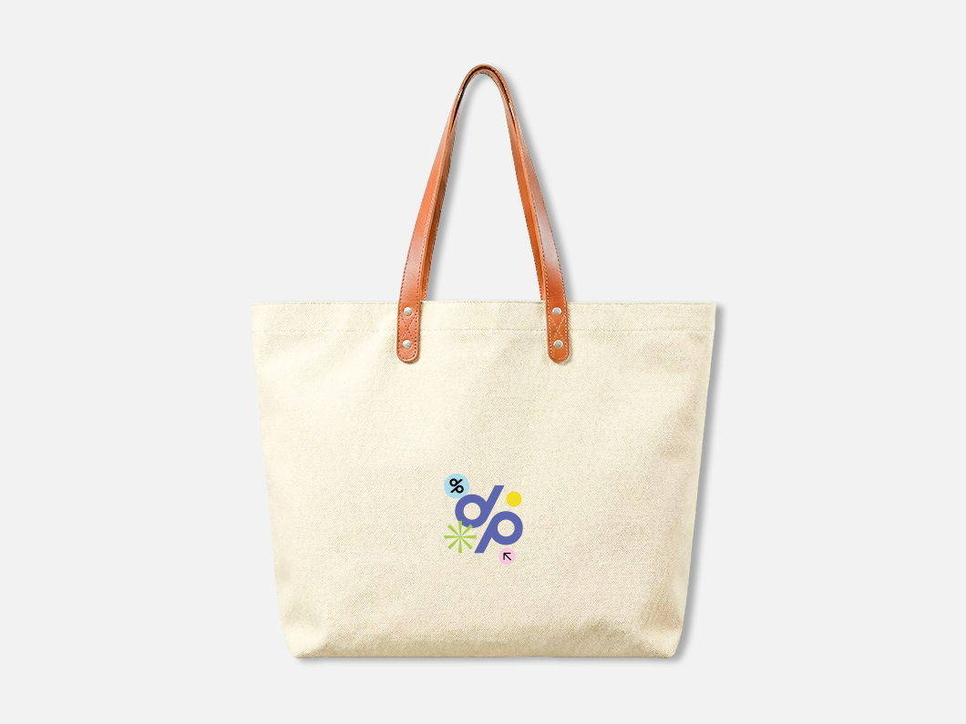 Cotton Canvas Tote Bag with Leather Handles