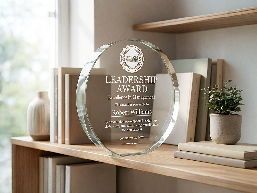 Round Crystal Award Plaque - View 5