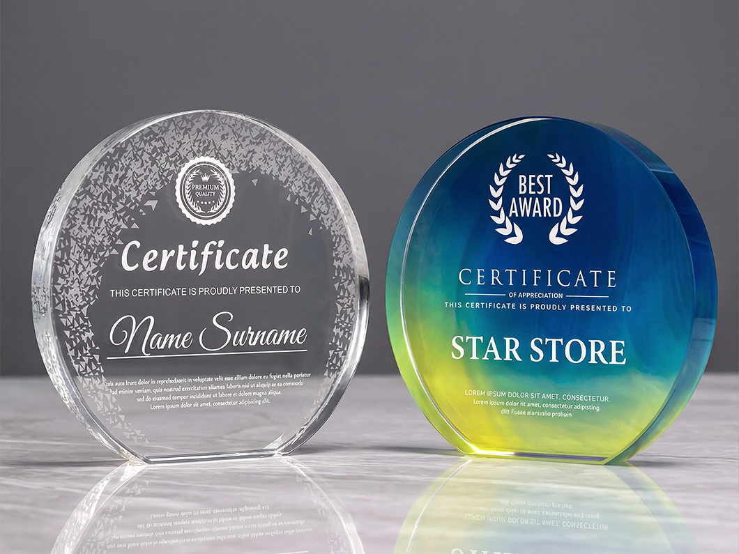 Round Crystal Award Plaque - View 2