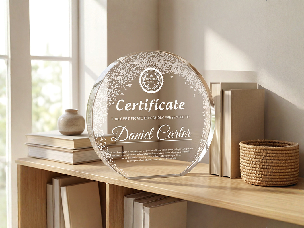 Round Crystal Award Plaque - View 4