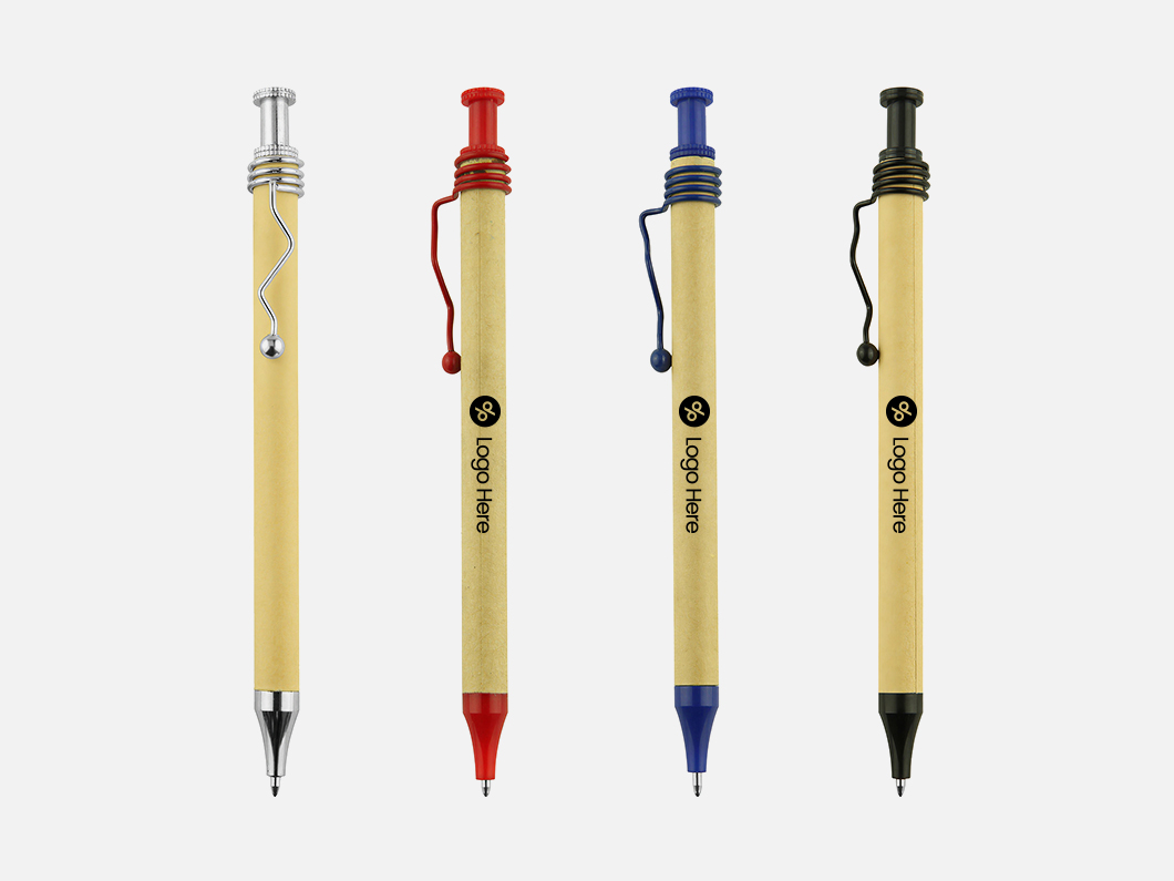 Recycled Paper Pen with Metal Clip - View 1
