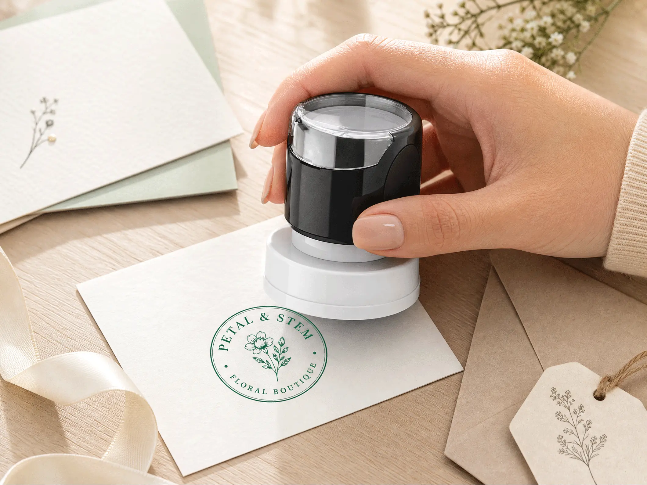 Circle Pre-Inked Stamps - View 1