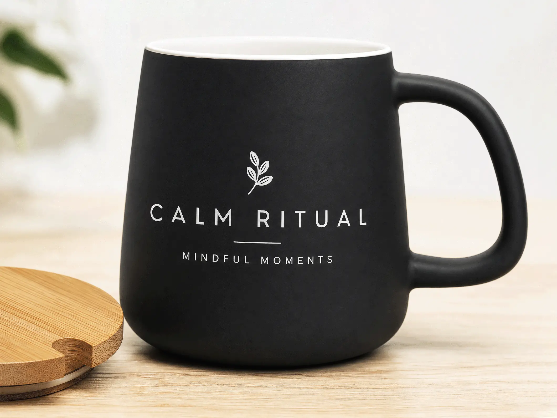 12oz Modern Porcelain Mug with Lid - View 3