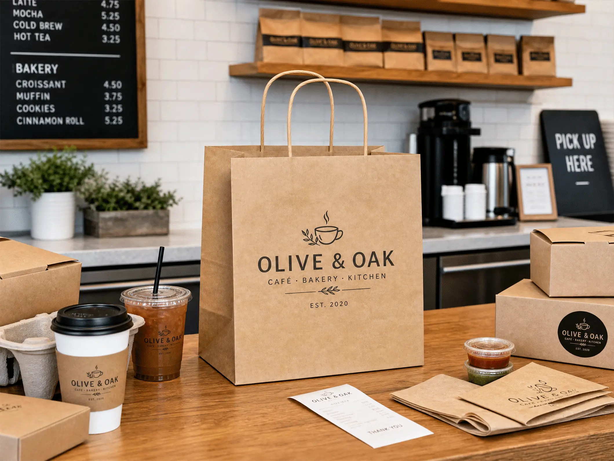 Kraft Takeout Paper Bags - View 2