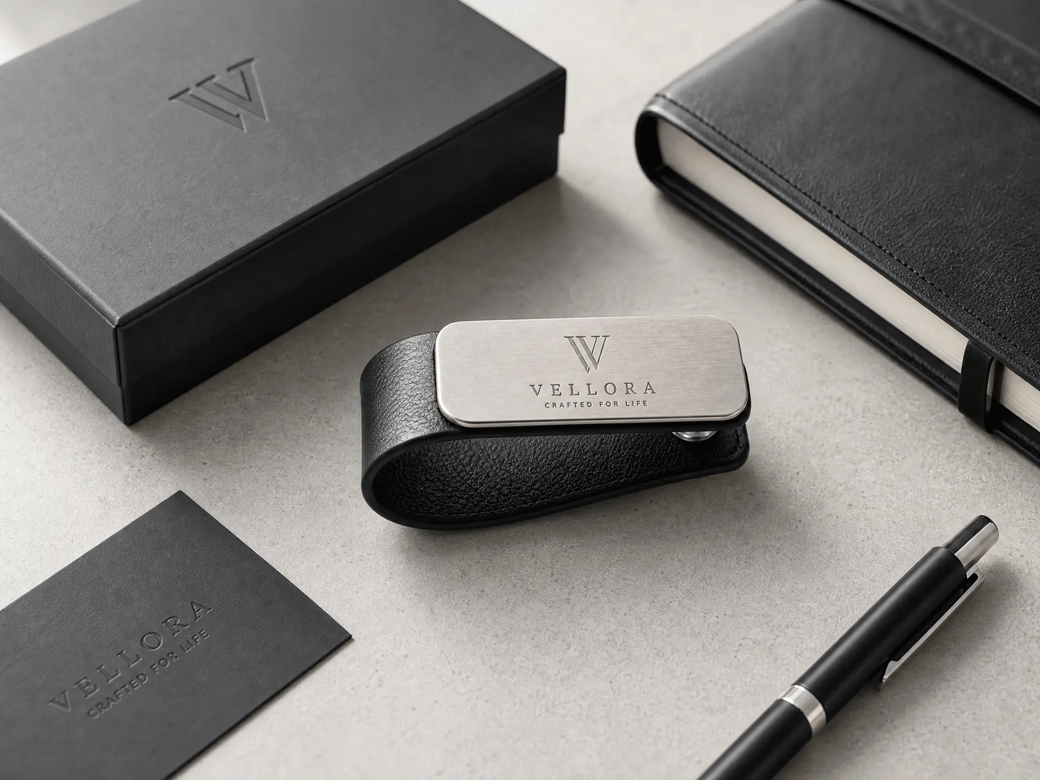 Leather Key Organizer with Metal Panel - Overview