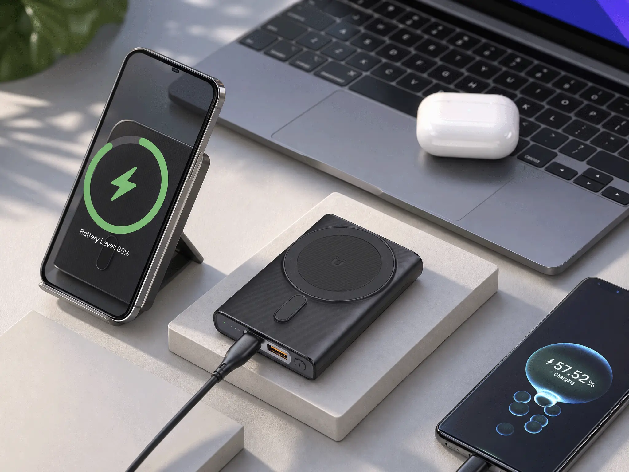10000mAh Magnetic Wireless Charging Stand PD Power Bank - View 1