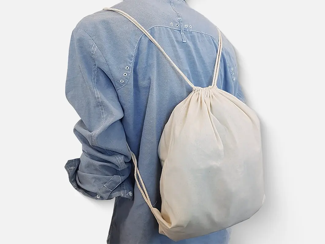 Lightweight Cotton Drawstring Backpacks - View 2