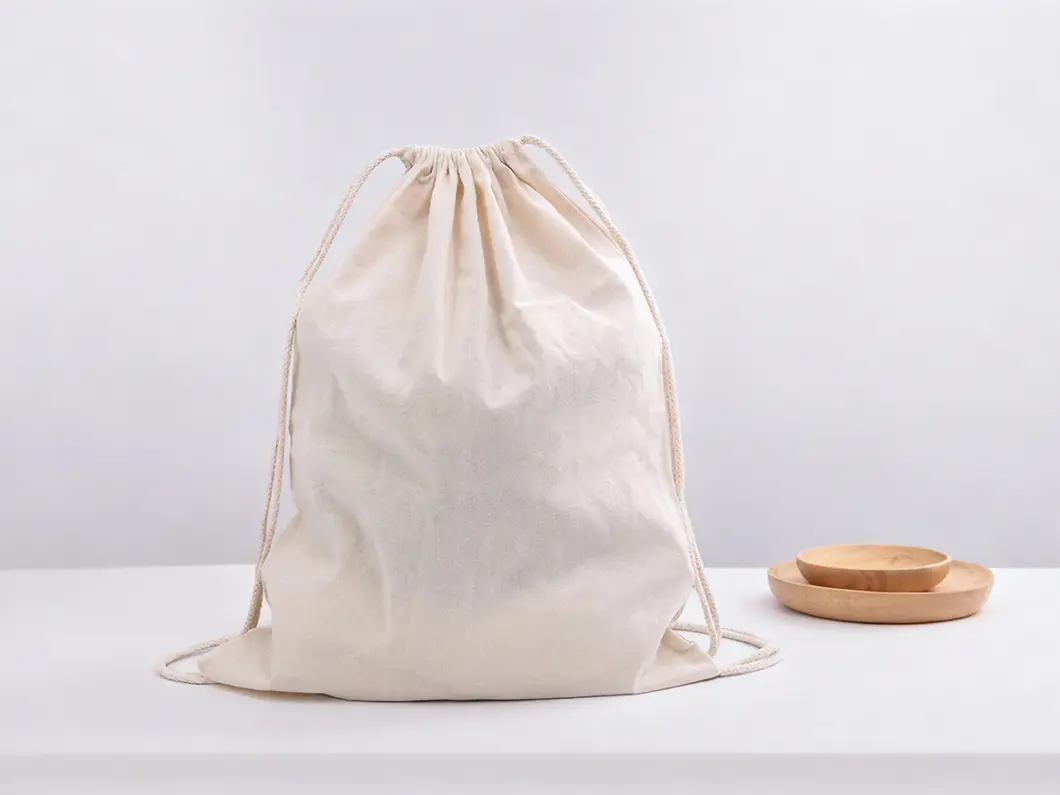 Lightweight Cotton Drawstring Backpacks - View 3
