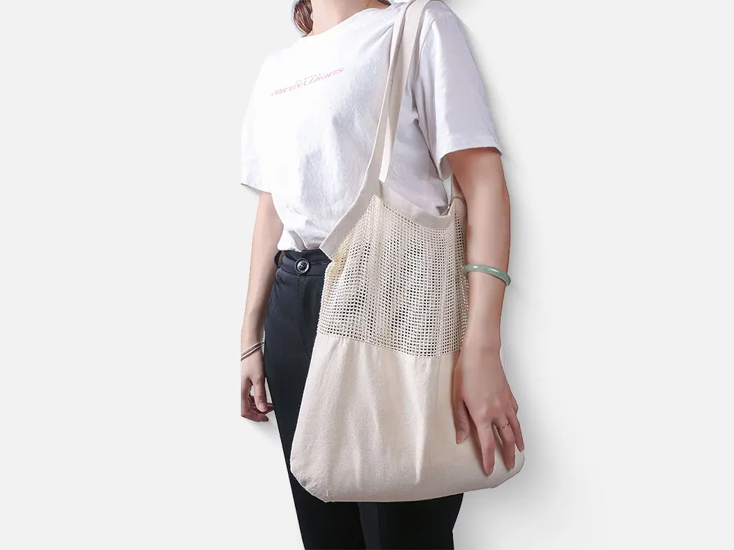 Mesh & Cotton Tote Bag - View 2