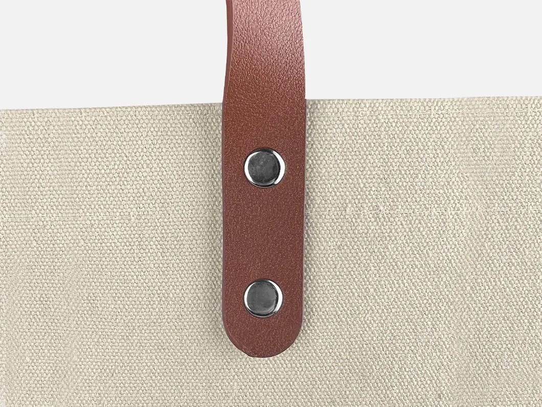 Cotton Canvas Tote Bag with Leather Handles - View 2