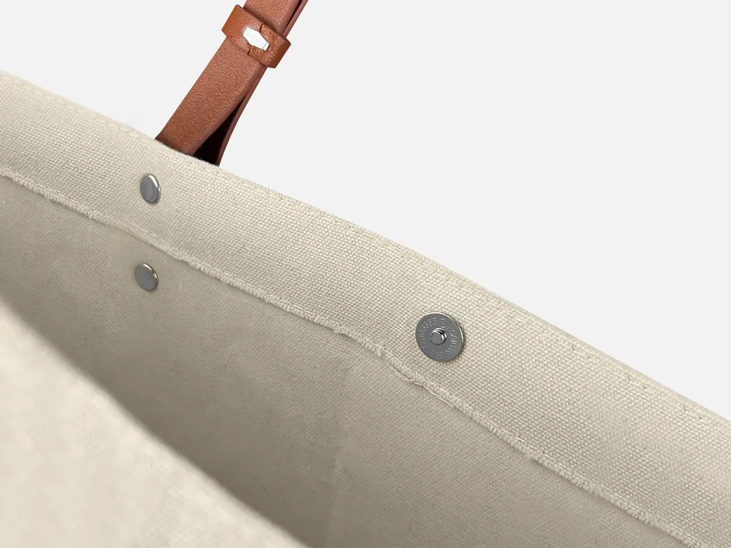Cotton Canvas Tote Bag with Leather Handles - View 3