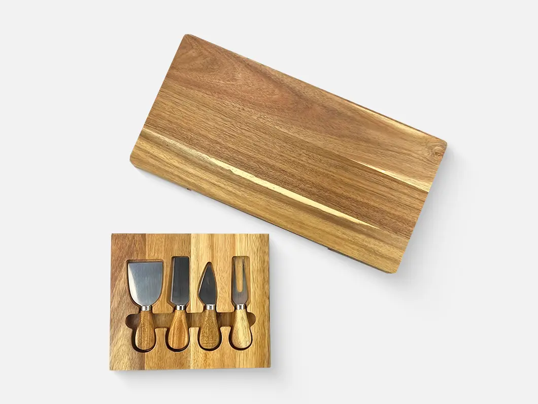 Acacia Cheese Board & Knife Gift Set - Overview