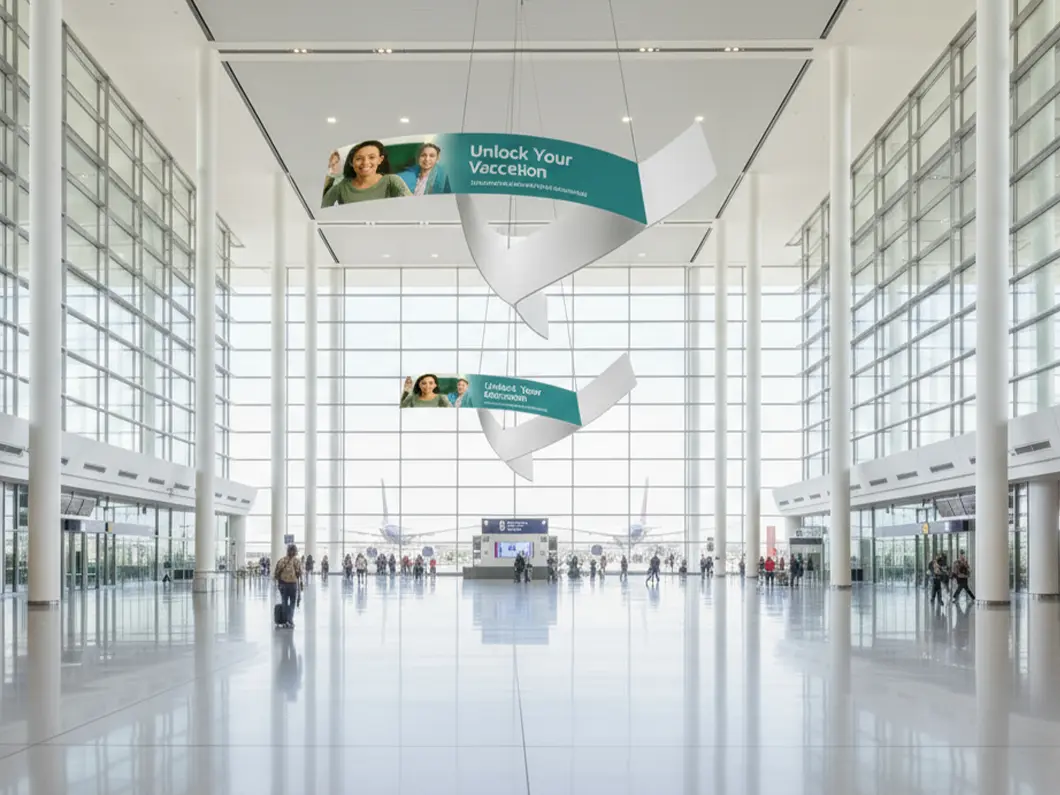 Pinwheel Tension Fabric Hanging Banners - Overview