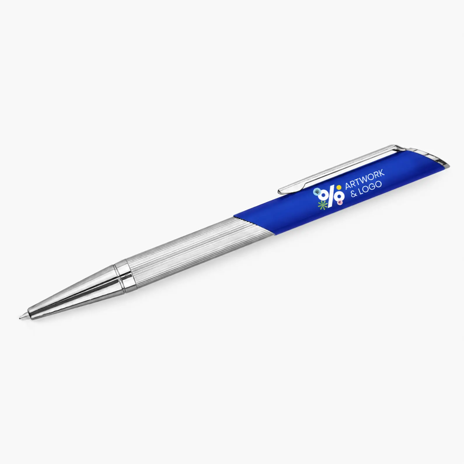 Two-Tone Metal Click Pen with Diagonal Accent