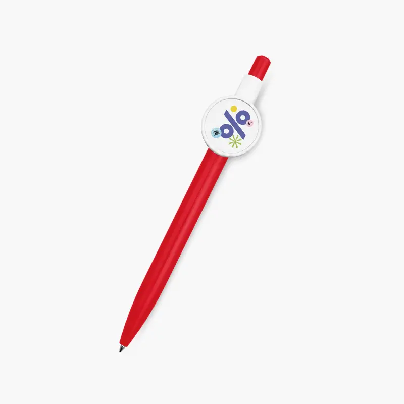 Button Clip Retractable Ballpoint Pen