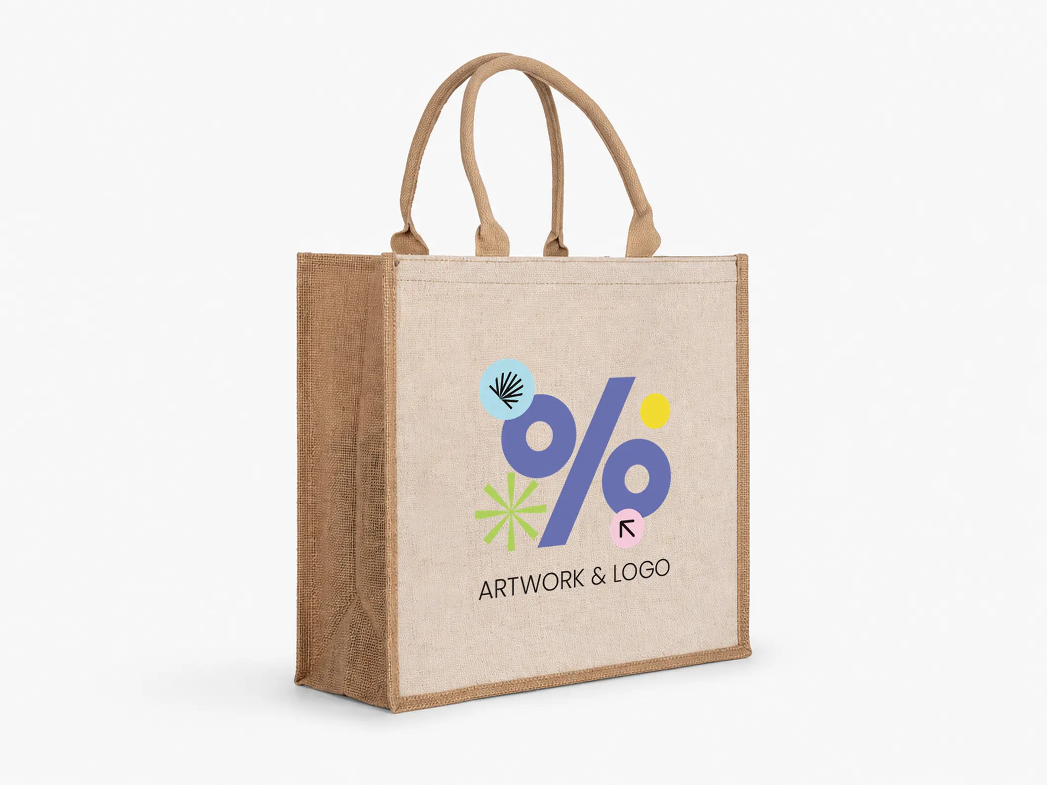 Square Bottom Jute Tote Bag