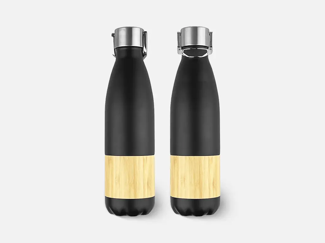 15oz Bamboo Wrap Vacuum Insulated Stainless Steel Water Bottle with Foldable Handle - Overview