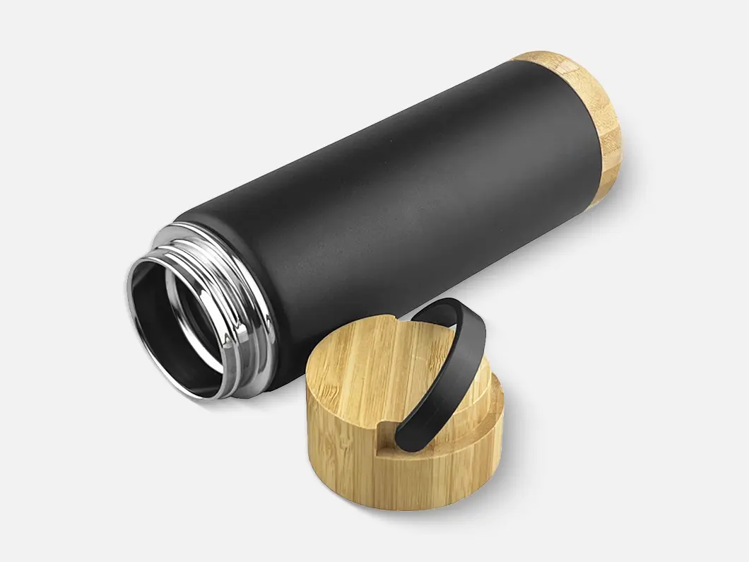 15oz Bamboo Lid Insulated Stainless Steel Water Bottle - View 2