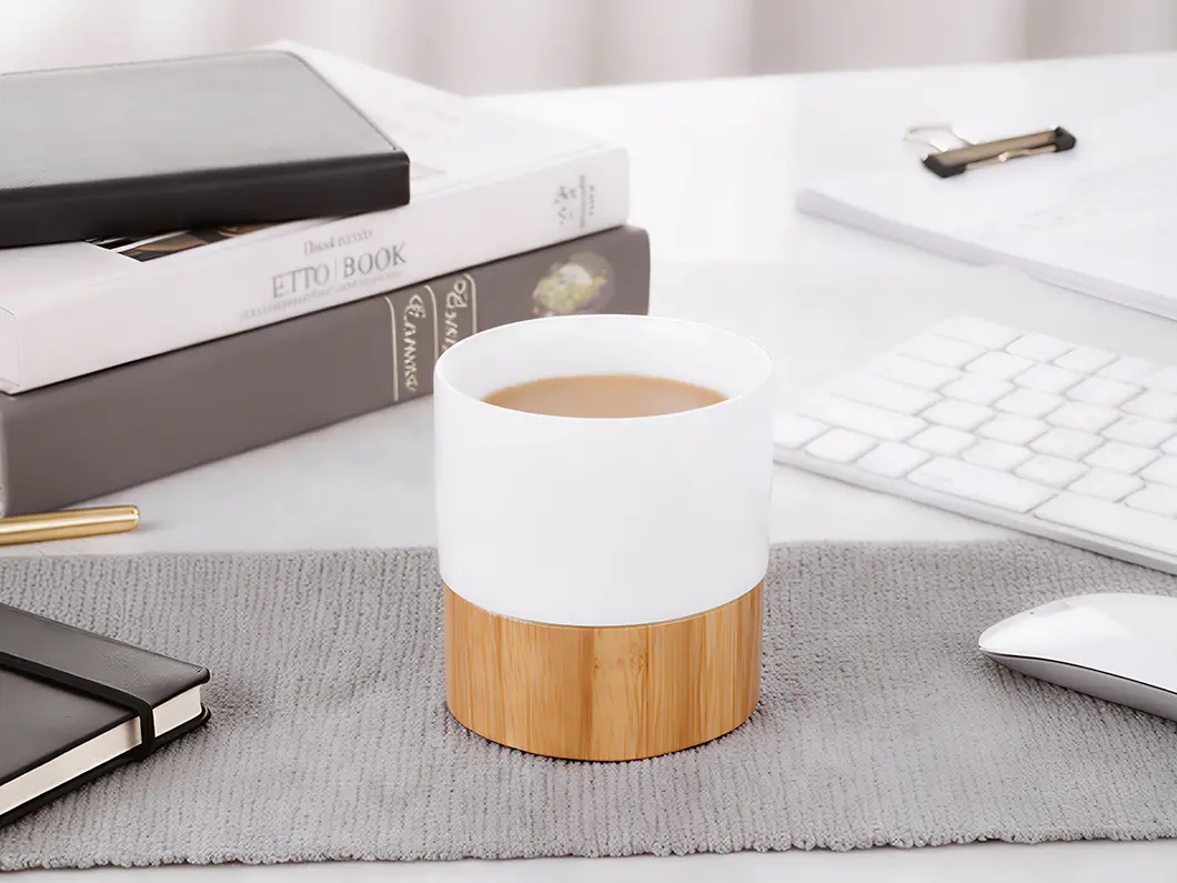 Ceramic & Bamboo 10oz Desk Cup - Overview