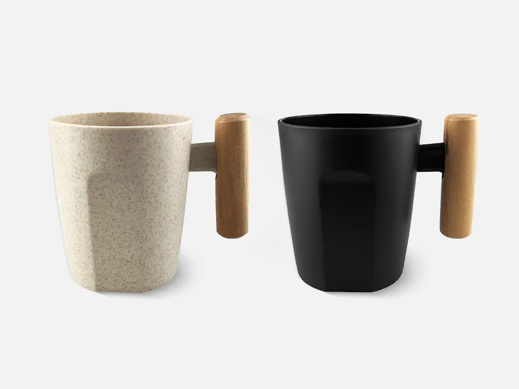 15oz Straw Fiber Mug with Wood Handle - View 3
