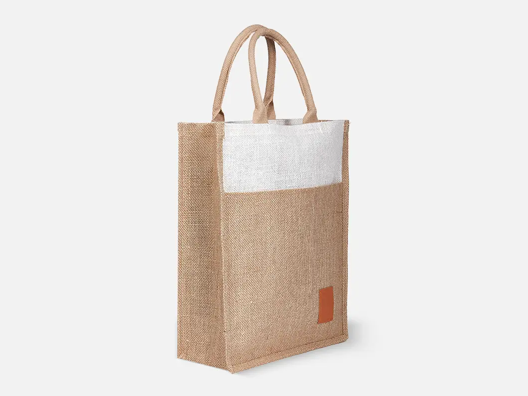 Two-Tone Jute Tote Bag - View 2