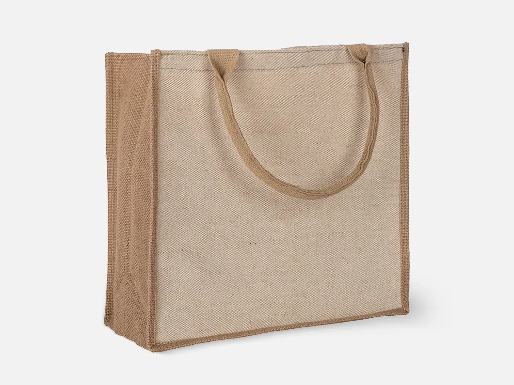 Square Bottom Jute Tote Bag - View 2
