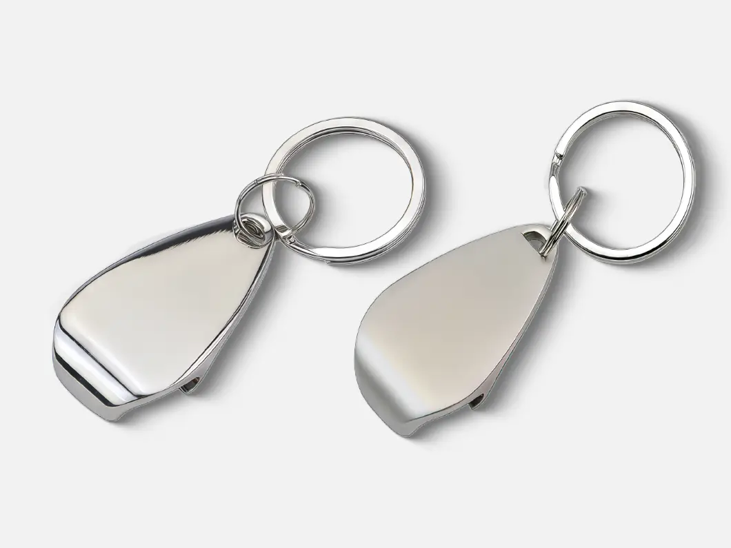 Silver Finish Zinc Alloy Bottle Opener Keychain - Overview