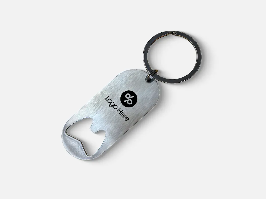 Brushed Stainless Steel Bottle Opener Keychain - View 1