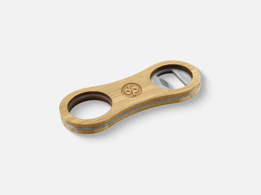Bamboo Bottle Opener Keychain with 304 Stainless Steel Core