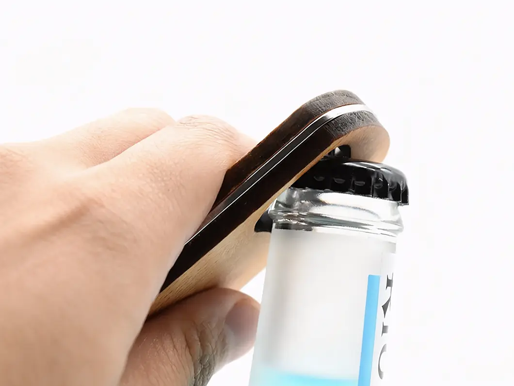 Bamboo Bottle Opener Keychain - View 1