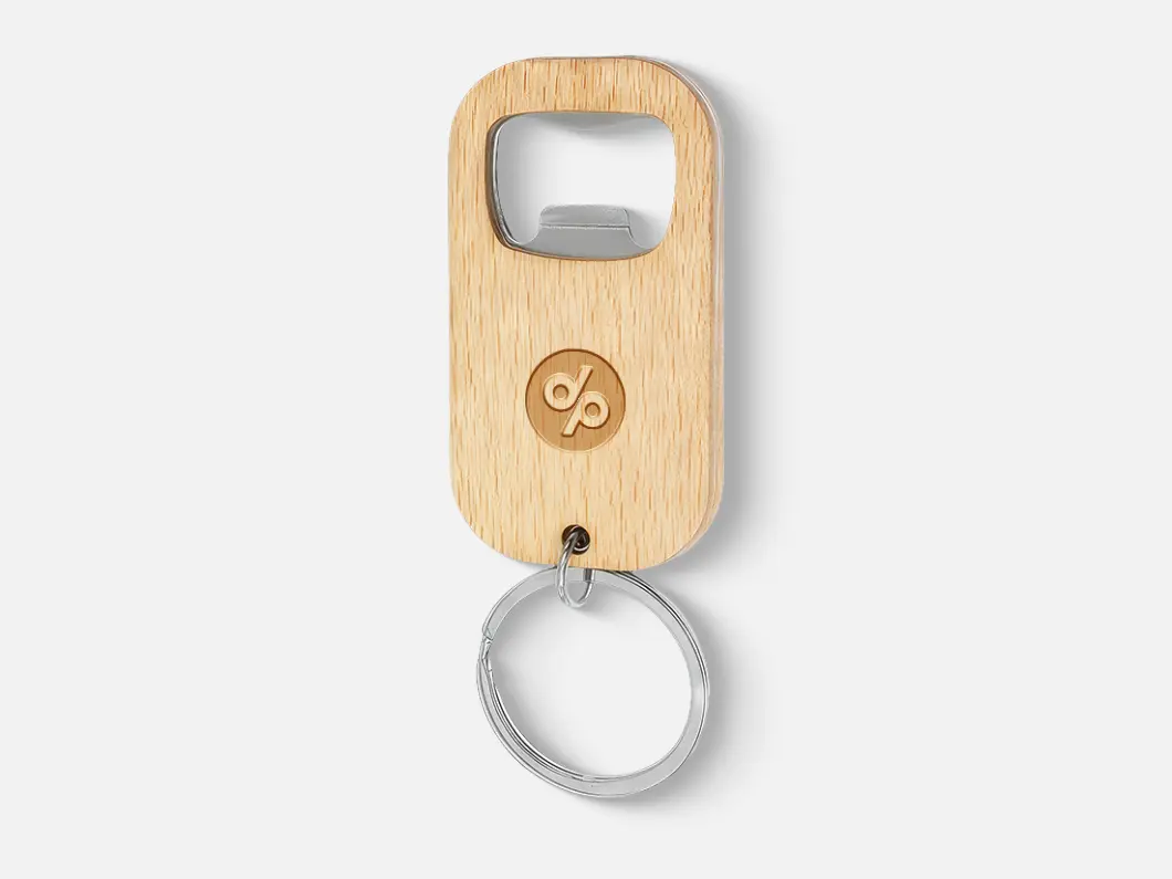 Bamboo Bottle Opener Keychain - View 3