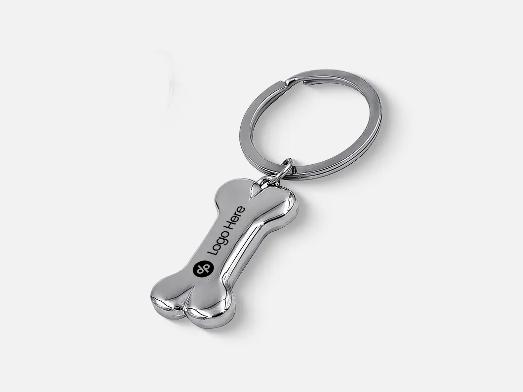 Dog Bone-Shaped Metal Keychain