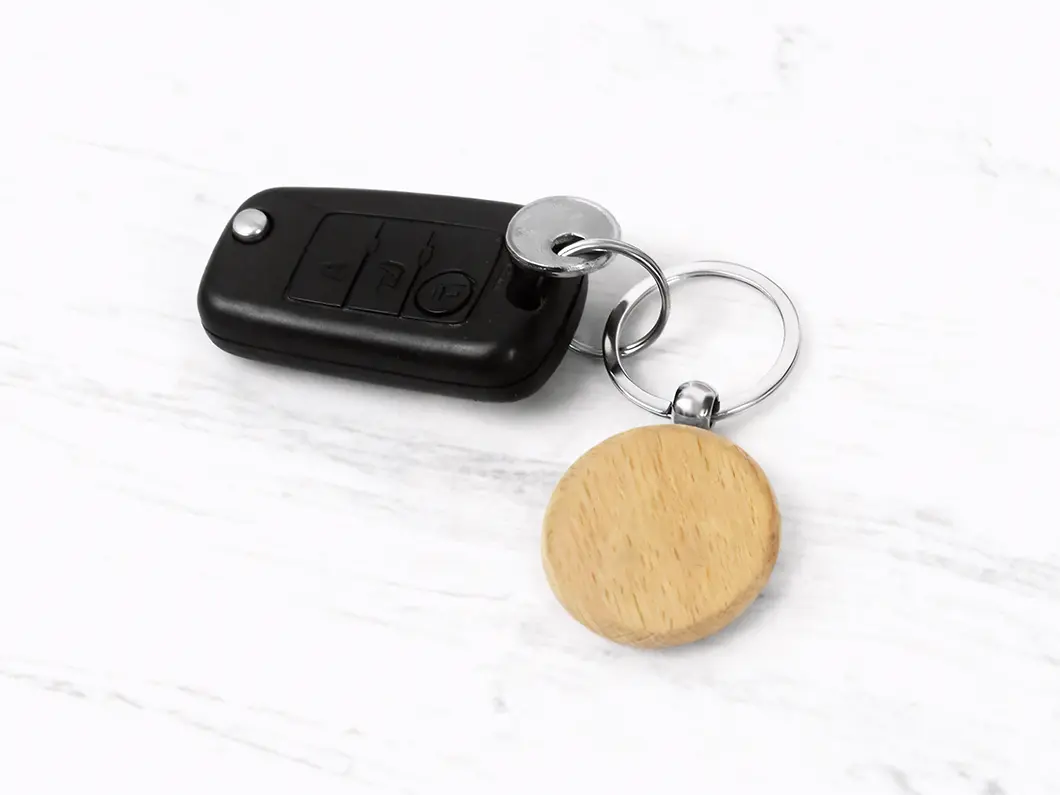Natural Beechwood Round Keychain - Overview