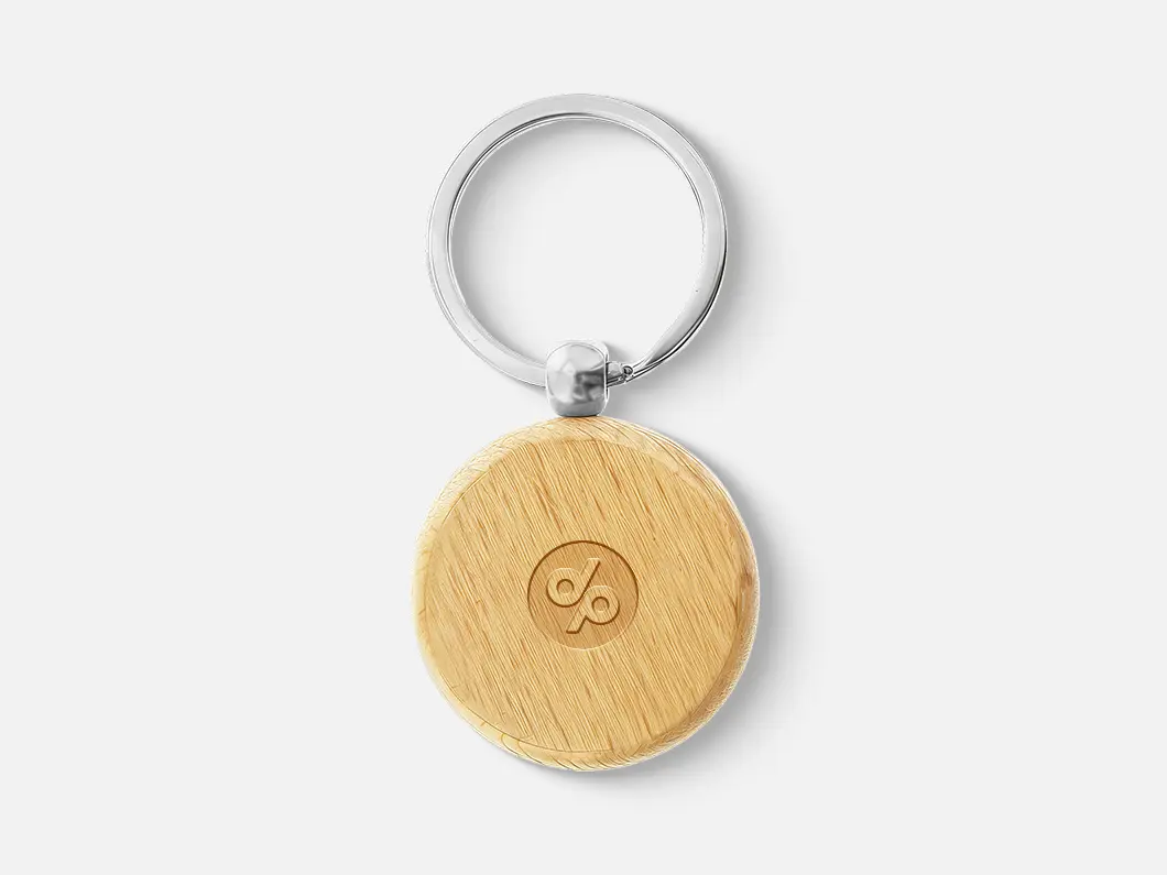 Natural Beechwood Round Keychain