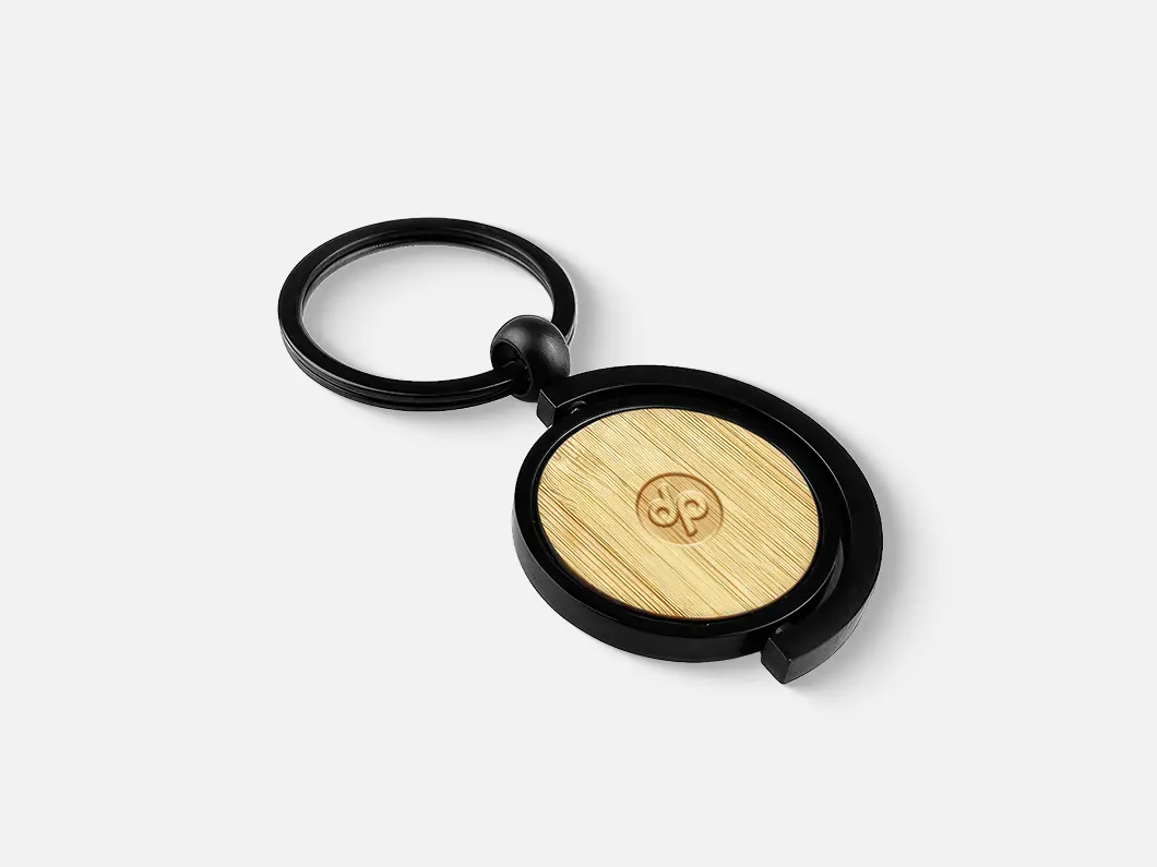 Triple Spinner Bamboo Keychain - View 2