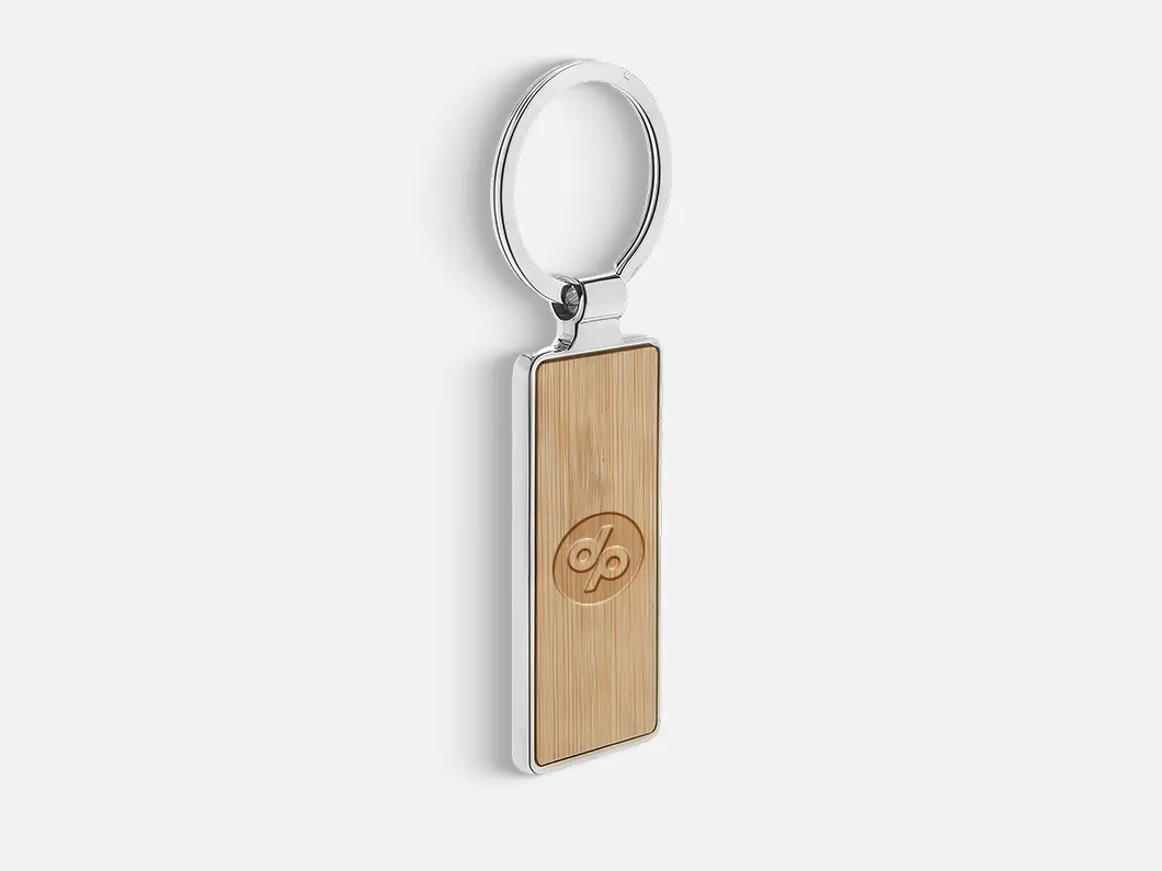 Bamboo Rectangular Keychain - View 1