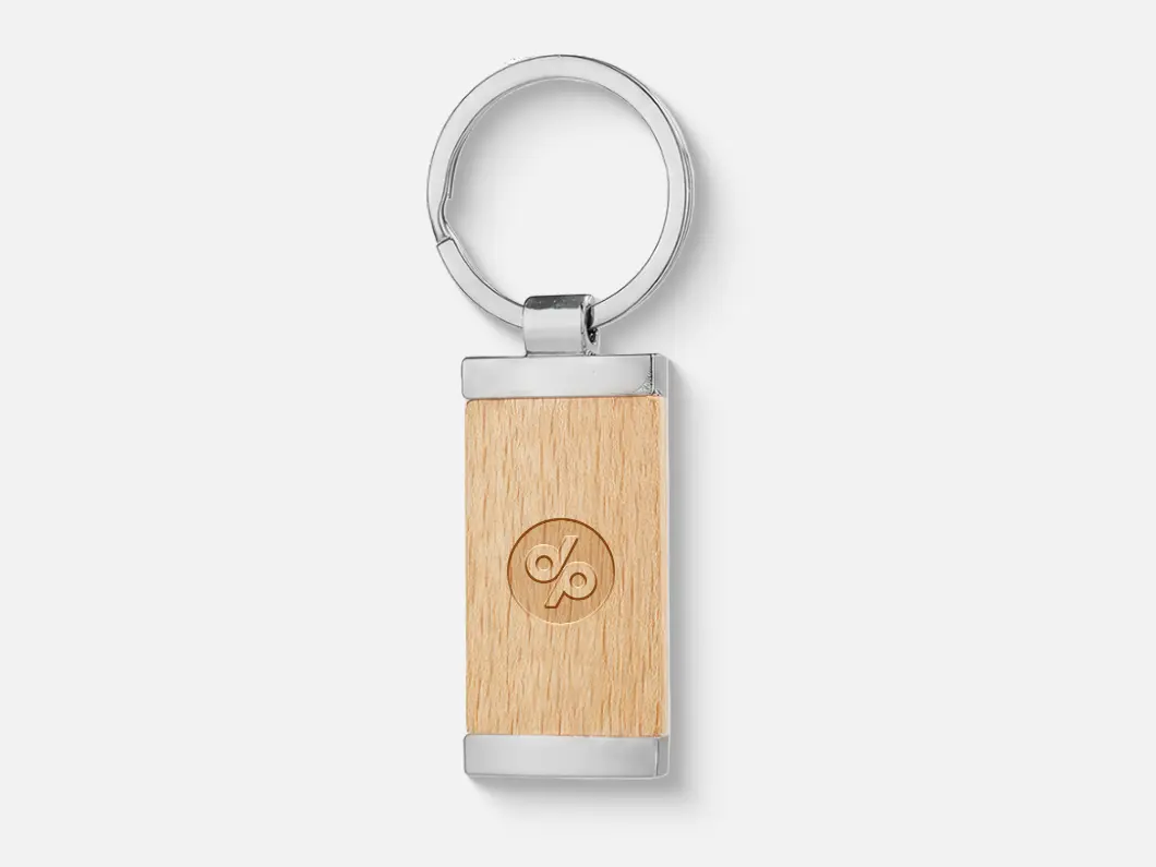 Wood Insert Chrome Keychain - View 2