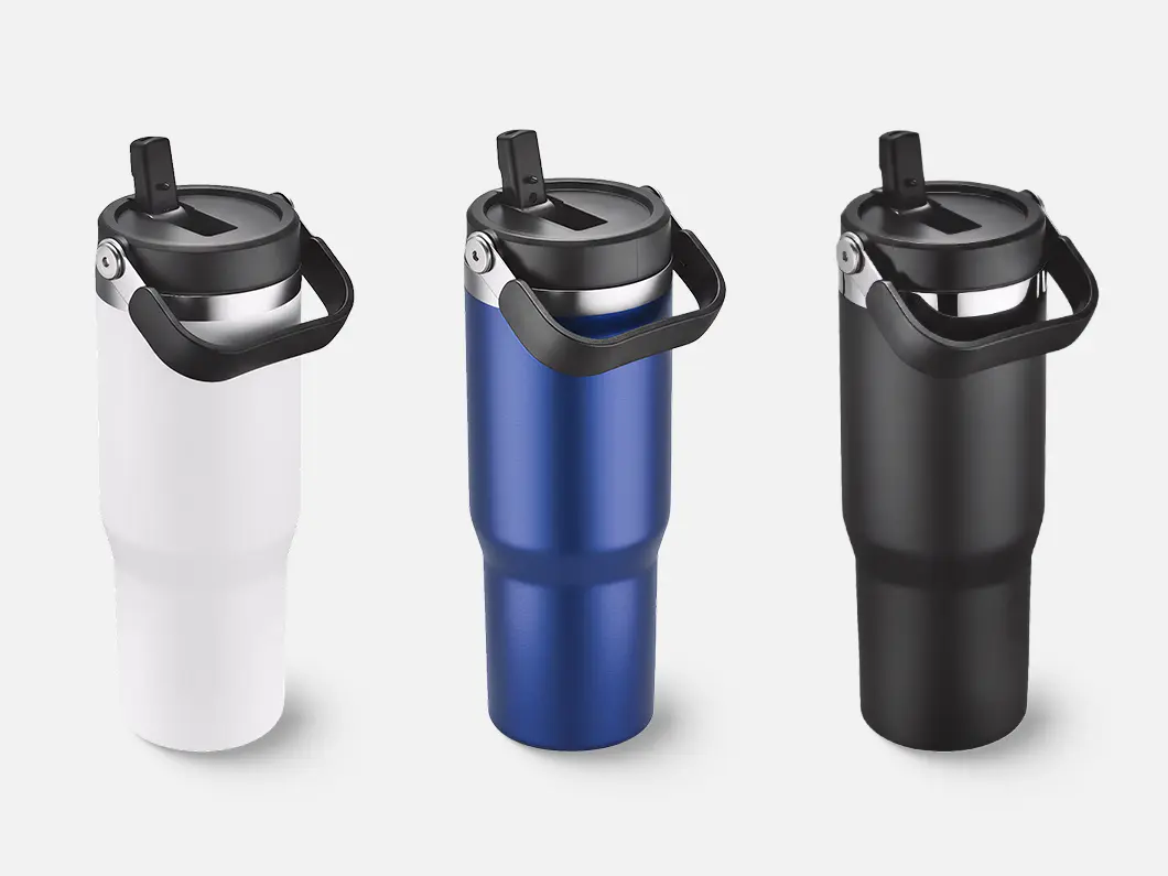 30oz Stainless Flip Lid Handle Tumbler - View 1