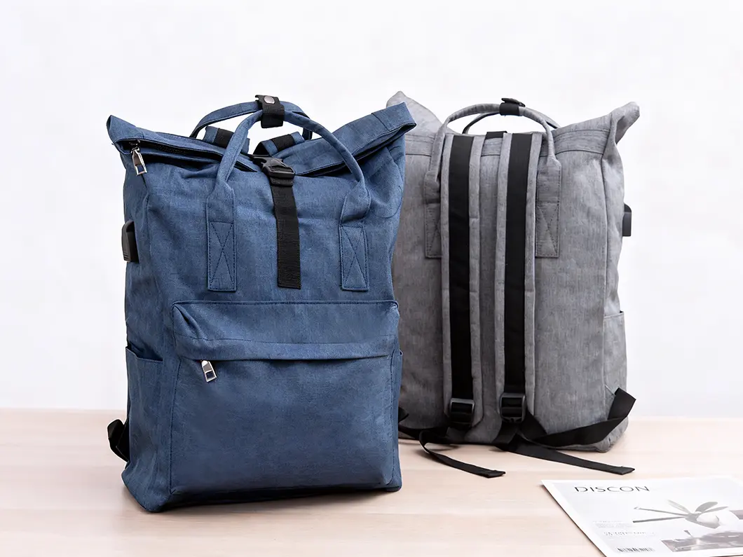 Roll Top Laptop Backpack with USB Charging - View 2