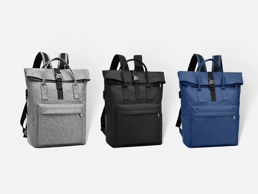 Roll Top Laptop Backpack with USB Charging - View 5