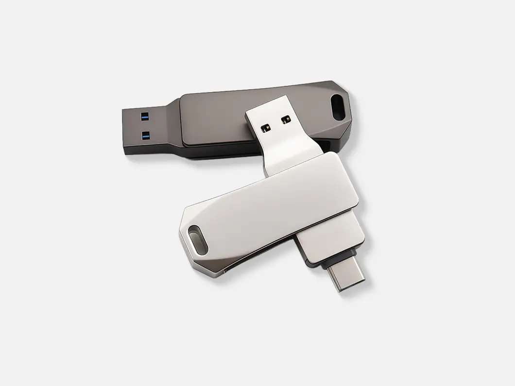 Metal Dual-Interface USB 2.0 Flash Drive - View 2