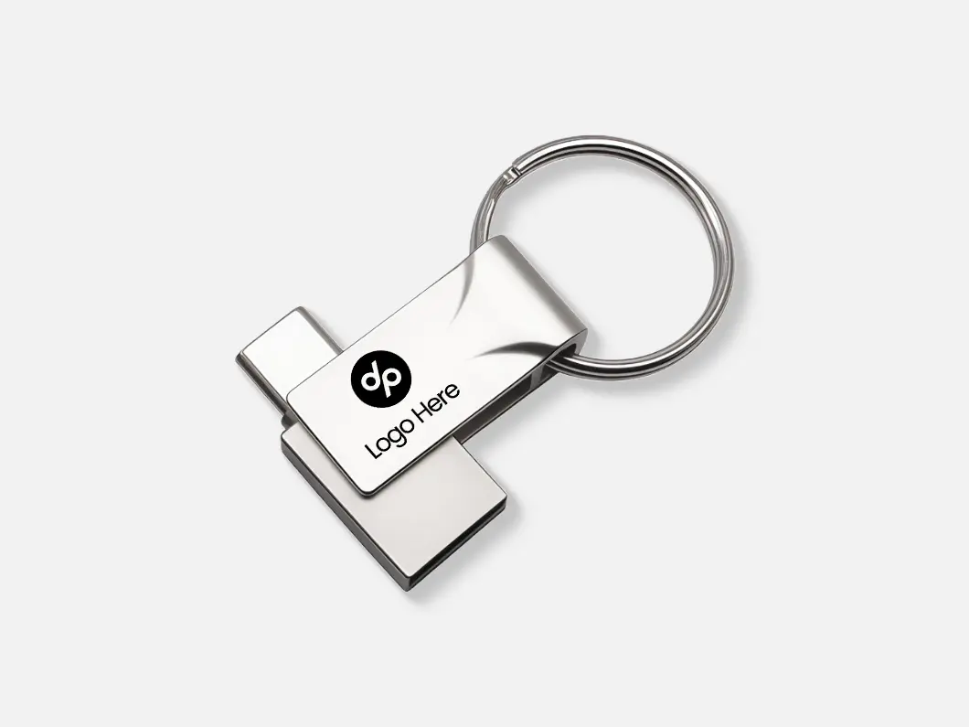 Metal USB-C Flash Drive Keychain - View 3