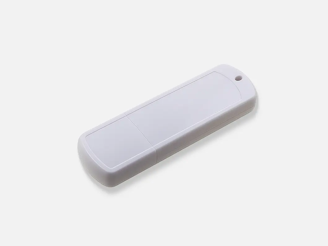 White ABS USB 2.0 Flash Drive with Protective Cap - Overview